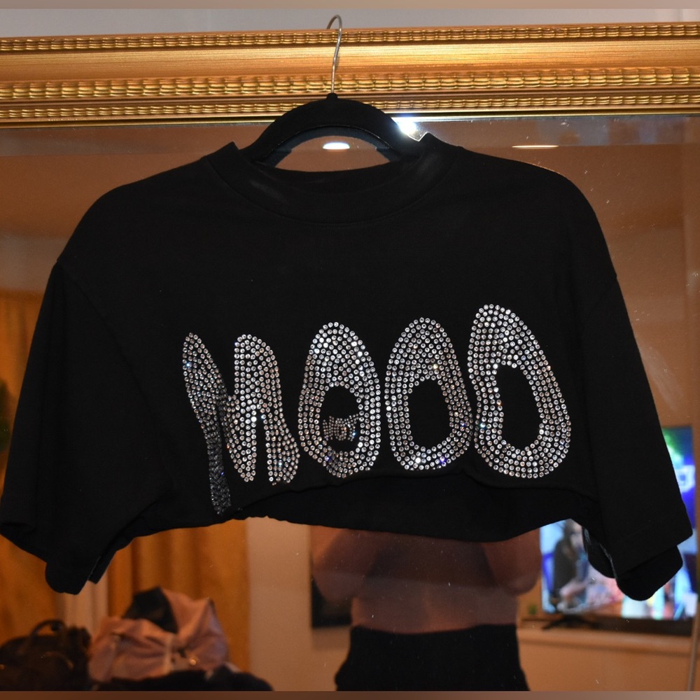 Vintage Cropped Rhinestone Tee